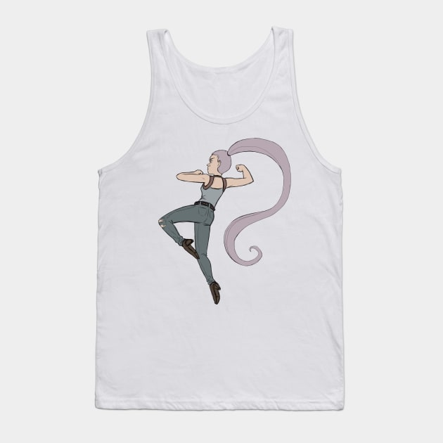 Jump Kick Battle Girl in Purple Tank Top by PaperRain